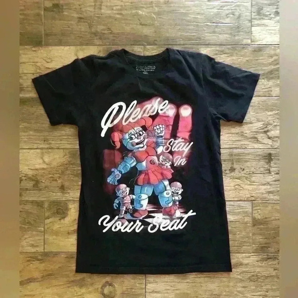 fnaf Tops - FNAF black short sleeve “please stay in your seat” graphic adult Small